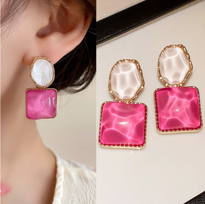 Korean Luxury Pink Statement Earrings 💖