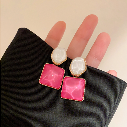 Korean Luxury Pink Statement Earrings 💖